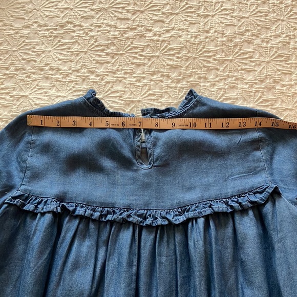 Boho light cotton “jean” ruffled top with short ruffled sleeves. - Picture 11 of 12